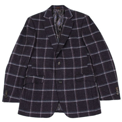 ETRO Wool Check Paisley Lining Jacket Purple Size 52