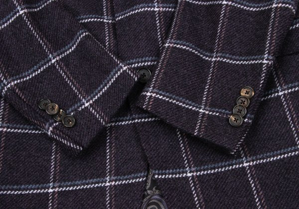 ETRO Wool Check Paisley Lining Jacket Purple Size 52