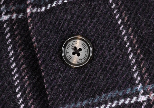 ETRO Wool Check Paisley Lining Jacket Purple Size 52