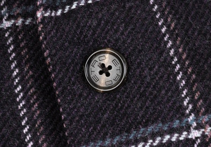 ETRO Wool Check Paisley Lining Jacket Purple Size 52
