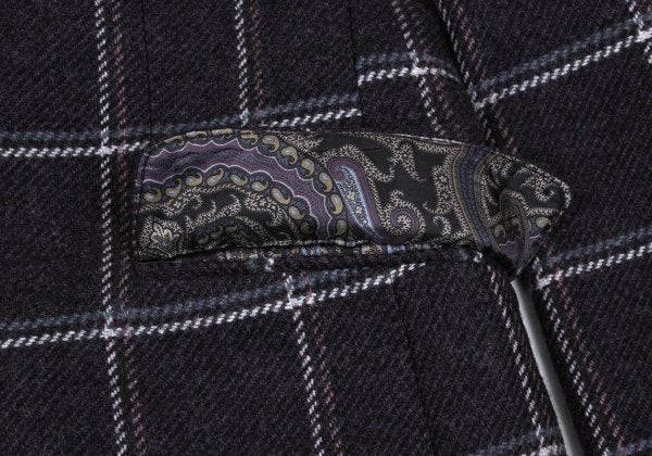 ETRO Wool Check Paisley Lining Jacket Purple Size 52