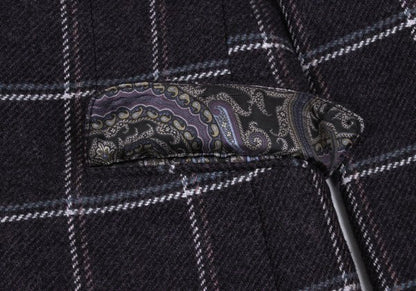 ETRO Wool Check Paisley Lining Jacket Purple Size 52