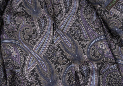 ETRO Wool Check Paisley Lining Jacket Purple Size 52