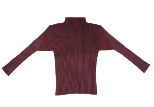 PLEATS PLEASE Pleated High-Neck L/S Tee Bordeaux Size 4