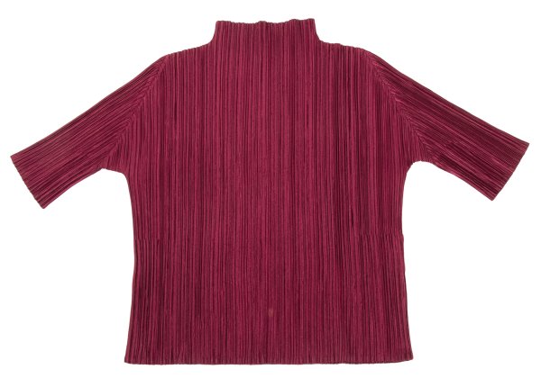 PLEATS PLEASE Pleated High Neck 3/4 Top Bordeaux Size 3