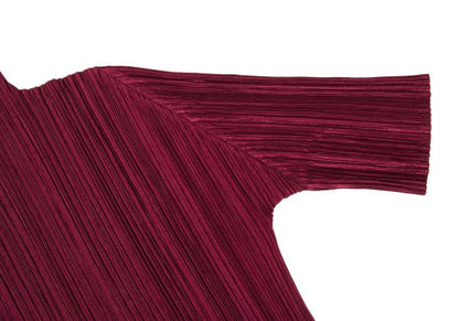 PLEATS PLEASE Pleated High Neck 3/4 Top Bordeaux Size 3