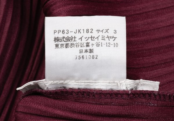 PLEATS PLEASE Pleated High Neck 3/4 Top Bordeaux Size 3