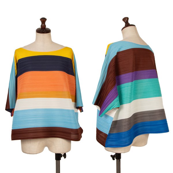 PLEATS PLEASE Multi-Border Pleated Blouse Multi Size 3