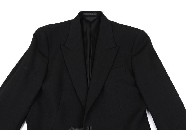 Y's for men Gabardine Leather Belt Long Jacket Black Size 4