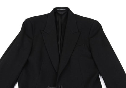 Y's for men Gabardine Leather Belt Long Jacket Black Size 4