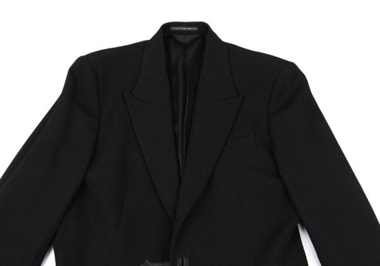Y's for men Gabardine Leather Belt Long Jacket Black Size 4