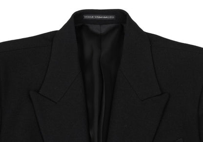 Y's for men Gabardine Leather Belt Long Jacket Black Size 4