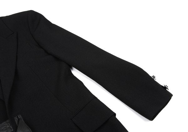 Y's for men Gabardine Leather Belt Long Jacket Black Size 4