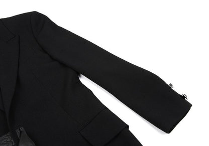 Y's for men Gabardine Leather Belt Long Jacket Black Size 4