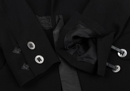 Y's for men Gabardine Leather Belt Long Jacket Black Size 4