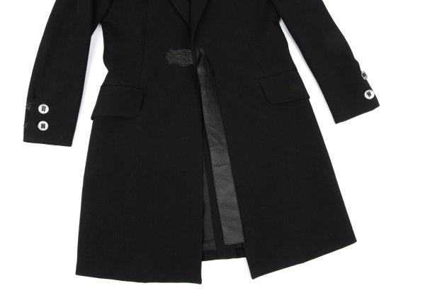 Y's for men Gabardine Leather Belt Long Jacket Black Size 4