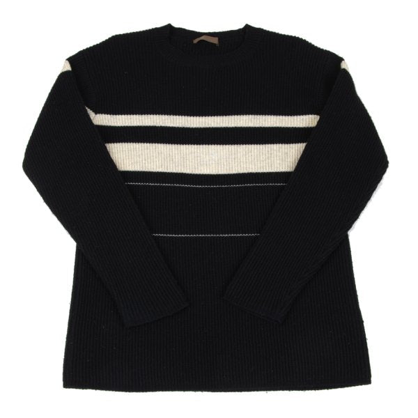 Y's for men Wool Nylon Border Knit Sweater Black Size M