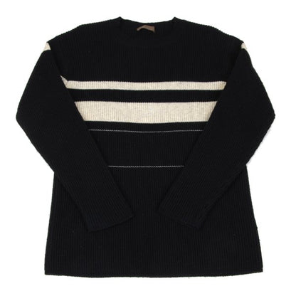 Y's for men Wool Nylon Border Knit Sweater Black Size M