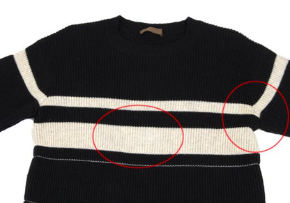 Y's for men Wool Nylon Border Knit Sweater Black Size M