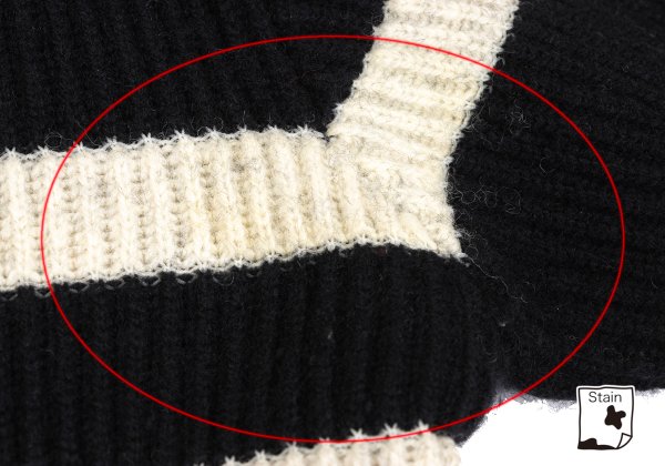 Y's for men Wool Nylon Border Knit Sweater Black Size M