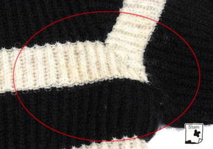 Y's for men Wool Nylon Border Knit Sweater Black Size M