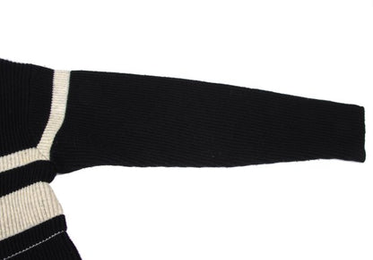 Y's for men Wool Nylon Border Knit Sweater Black Size M