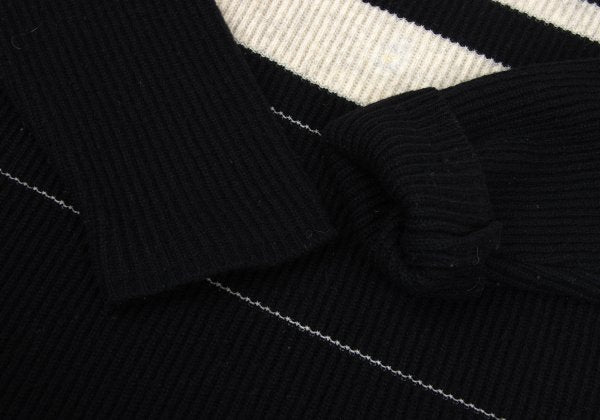 Y's for men Wool Nylon Border Knit Sweater Black Size M
