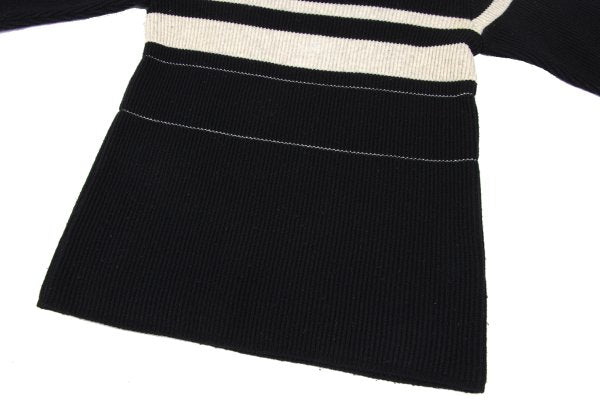 Y's for men Wool Nylon Border Knit Sweater Black Size M