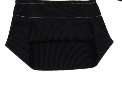 Y's for men Wool Nylon Border Knit Sweater Black Size M