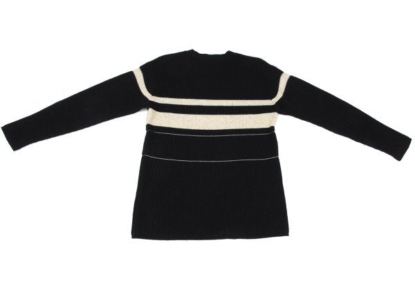 Y's for men Wool Nylon Border Knit Sweater Black Size M
