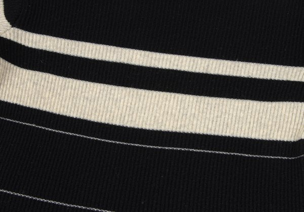 Y's for men Wool Nylon Border Knit Sweater Black Size M