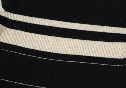 Y's for men Wool Nylon Border Knit Sweater Black Size M
