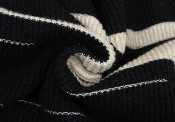Y's for men Wool Nylon Border Knit Sweater Black Size M