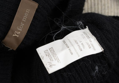 Y's for men Wool Nylon Border Knit Sweater Black Size M