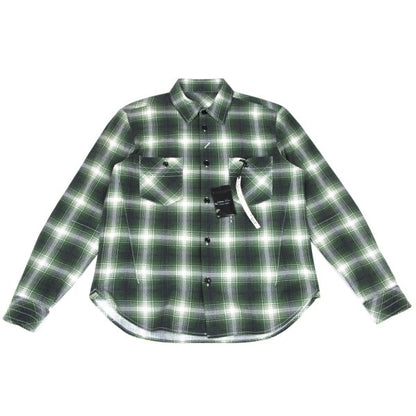 BY NUMBER (N)INE Cotton Check Long Sleeve Shirt Green Size 2