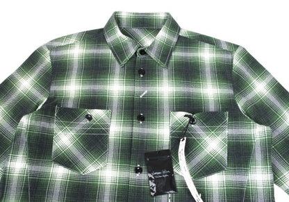 BY NUMBER (N)INE Cotton Check Long Sleeve Shirt Green Size 2
