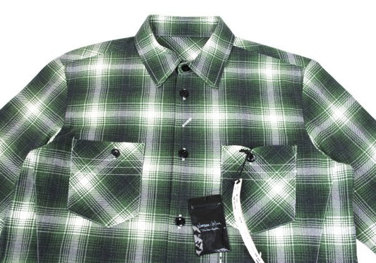 BY NUMBER (N)INE Cotton Check Long Sleeve Shirt Green Size 2