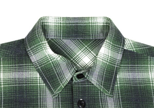 BY NUMBER (N)INE Cotton Check Long Sleeve Shirt Green Size 2