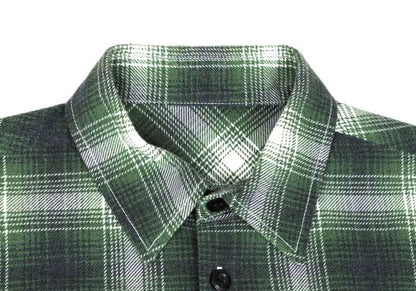 BY NUMBER (N)INE Cotton Check Long Sleeve Shirt Green Size 2