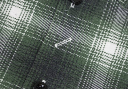 BY NUMBER (N)INE Cotton Check Long Sleeve Shirt Green Size 2
