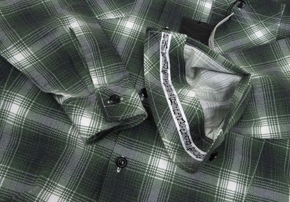 BY NUMBER (N)INE Cotton Check Long Sleeve Shirt Green Size 2