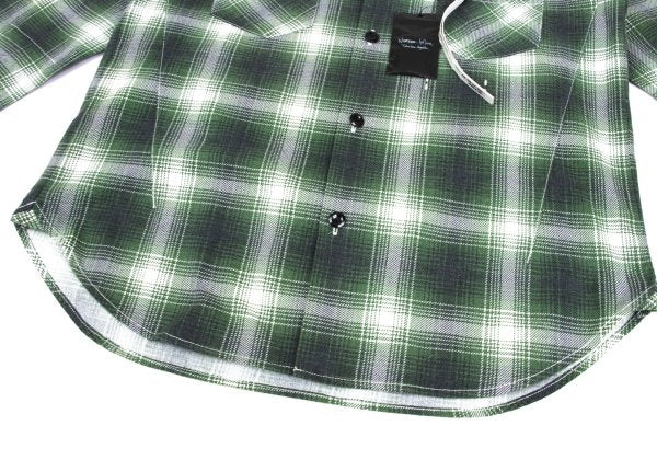 BY NUMBER (N)INE Cotton Check Long Sleeve Shirt Green Size 2