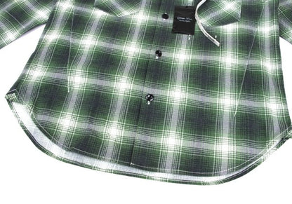 BY NUMBER (N)INE Cotton Check Long Sleeve Shirt Green Size 2