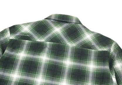 BY NUMBER (N)INE Cotton Check Long Sleeve Shirt Green Size 2
