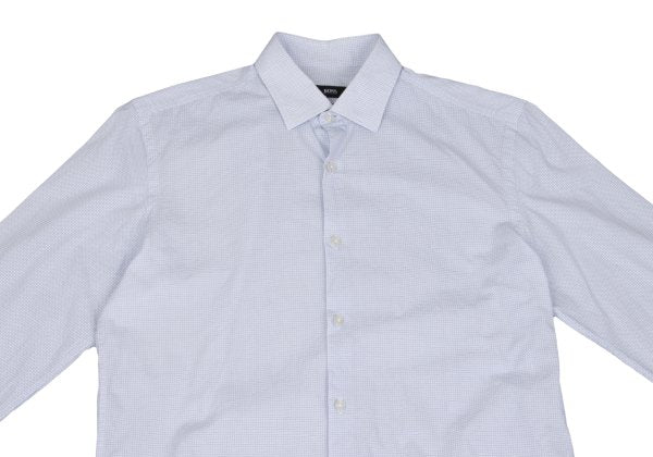 HUGO BOSS White/Blue Patterned Slim-Fit Cotton Shirt Size 39