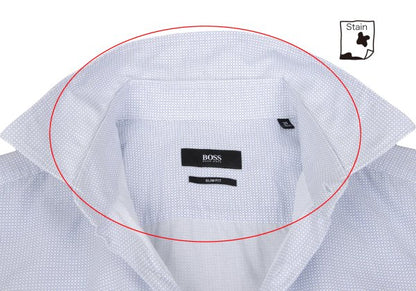 HUGO BOSS White/Blue Patterned Slim-Fit Cotton Shirt Size 39