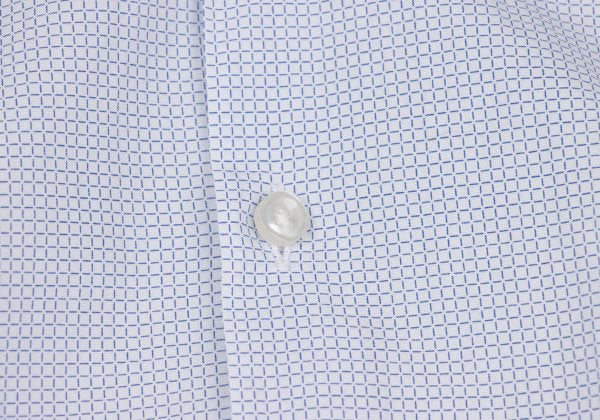 HUGO BOSS White/Blue Patterned Slim-Fit Cotton Shirt Size 39