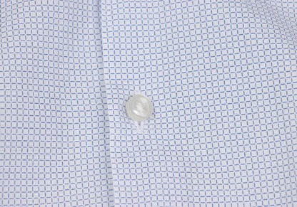 HUGO BOSS White/Blue Patterned Slim-Fit Cotton Shirt Size 39