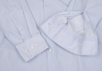 HUGO BOSS White/Blue Patterned Slim-Fit Cotton Shirt Size 39