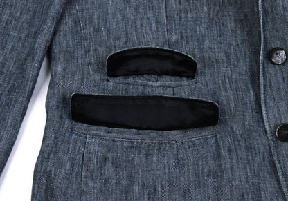 HUGO BOSS Linen Stitch Design Tailored Blazer Blue